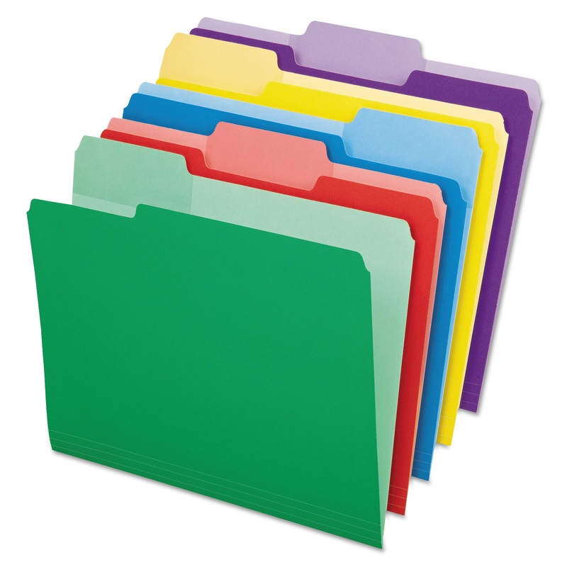 FILE FOLDERS WITH ERASABLE TABS, 1/3-CUT TABS, LETTER SIZE, ASSORTED, 30/PACK