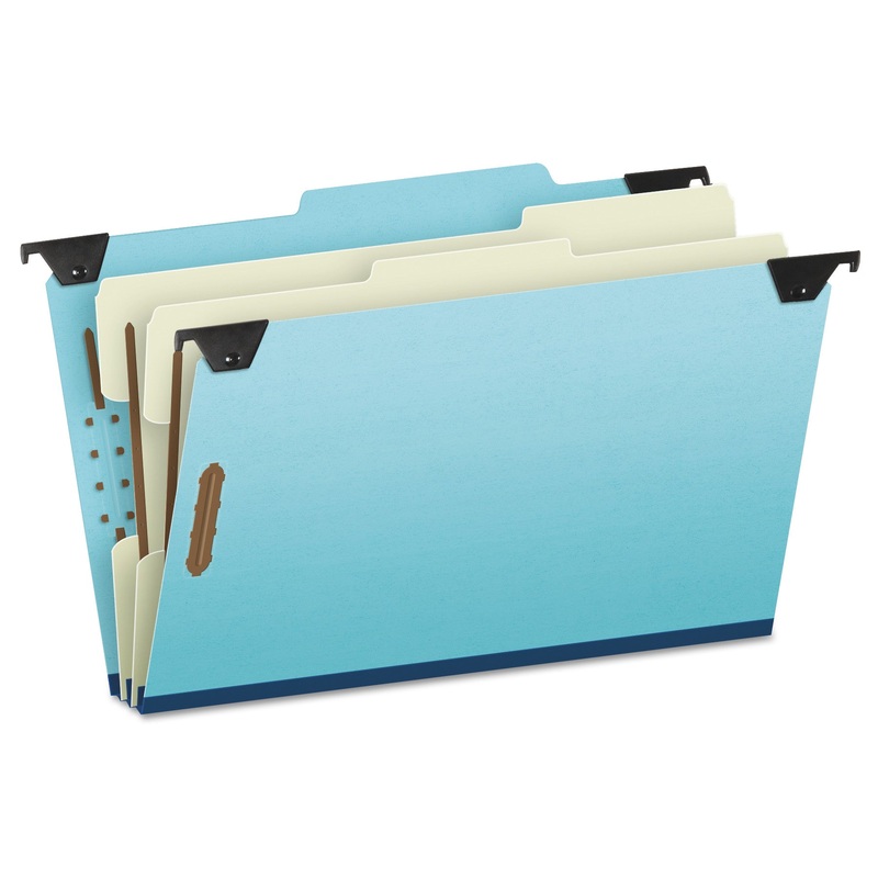 HANGING CLASSIFICATION FOLDERS WITH DIVIDERS, LEGAL SIZE, 2 DIVIDERS, 2/5-CUT TAB, BLUE