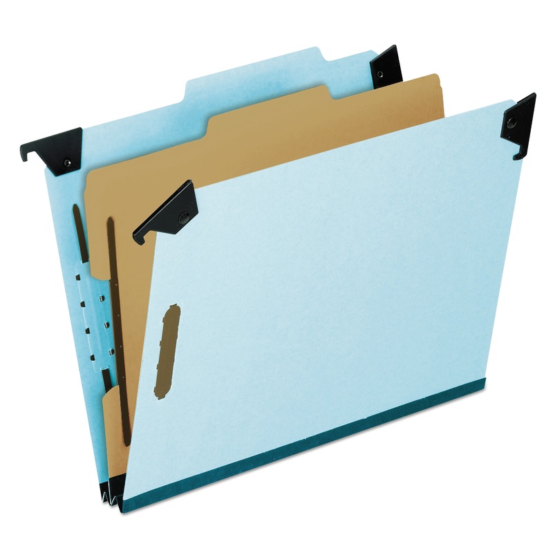 HANGING CLASSIFICATION FOLDERS WITH DIVIDERS, LETTER SIZE, 1 DIVIDER, 2/5-CUT TAB, BLUE
