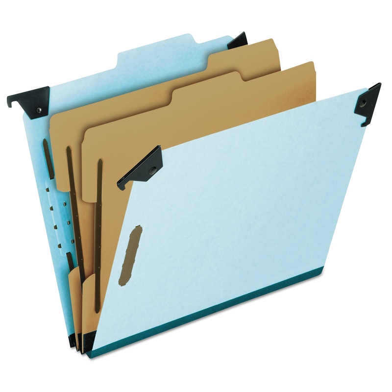 HANGING CLASSIFICATION FOLDERS WITH DIVIDERS, LETTER SIZE, 2 DIVIDERS, 2/5-CUT TAB, BLUE