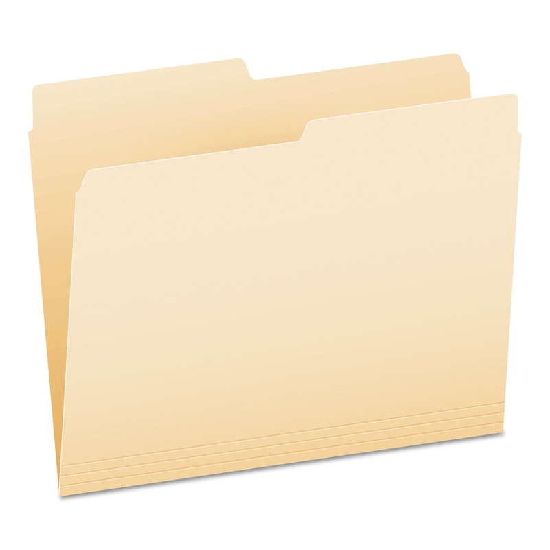 MANILA FILE FOLDERS, 1/2-CUT TABS, LETTER SIZE, 100/BOX