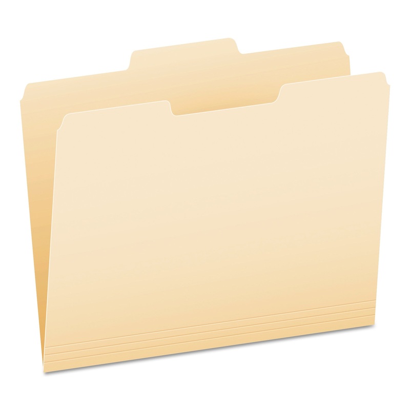 MANILA FILE FOLDERS, 1/3-CUT TABS, CENTER POSITION, LETTER SIZE, 100/BOX