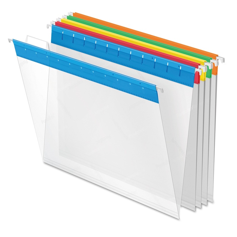 POLY HANGING FOLDERS, LETTER SIZE, 1/5-CUT TAB, ASSORTED, 25/BOX