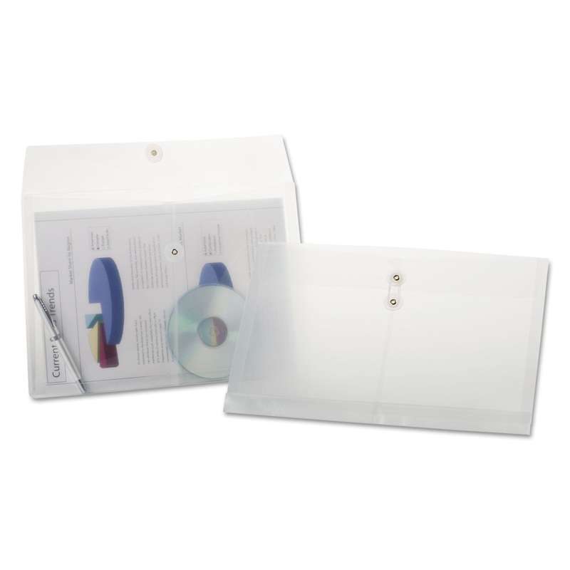 POLY STRING & BUTTON ENVELOPE, STRING & BUTTON CLOSURE, 8.5 X 14, CLEAR, 3/PACK