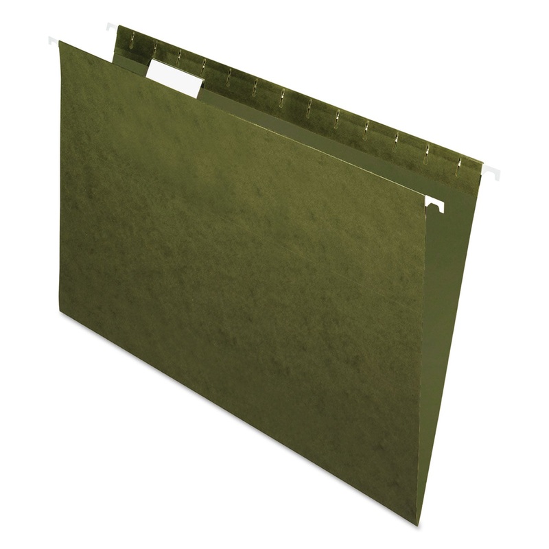 STANDARD GREEN HANGING FOLDERS, LEGAL SIZE, 1/5-CUT TAB, STANDARD GREEN, 25/BOX
