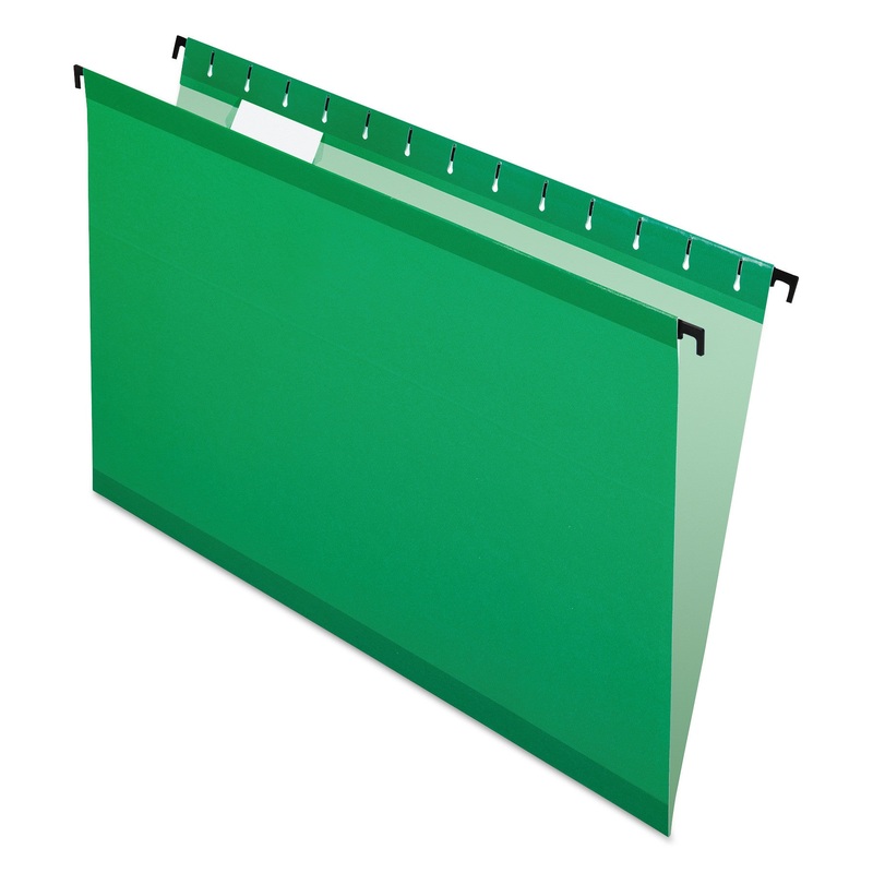 SUREHOOK HANGING FOLDERS, LEGAL SIZE, 1/5-CUT TAB, BRIGHT GREEN, 20/BOX