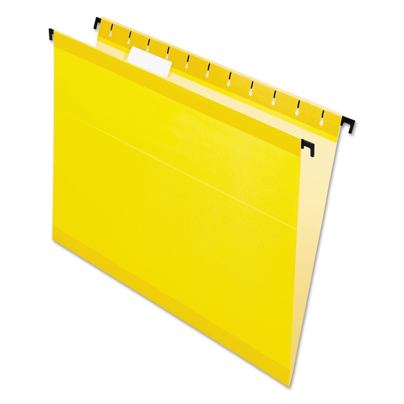 SUREHOOK HANGING FOLDERS, LETTER SIZE, 1/5-CUT TAB, YELLOW, 20/BOX