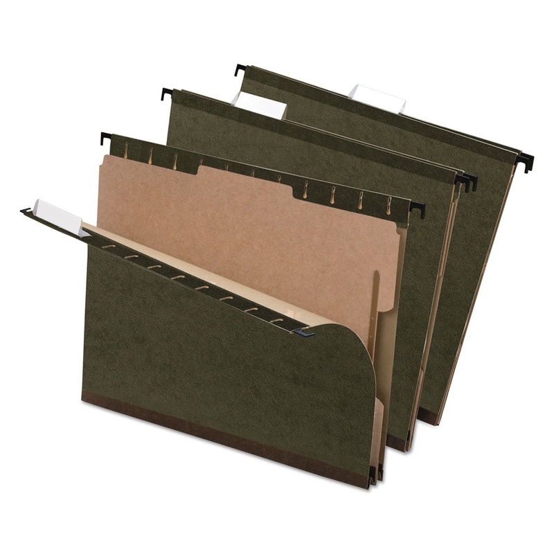 SUREHOOK REINFORCED HANGING DIVIDER FOLDERS, 1 DIVIDER, LETTER SIZE, GREEN, 10/BOX