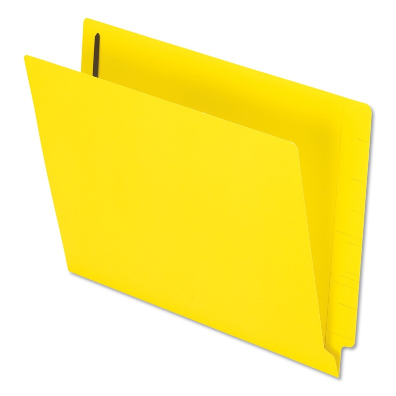COLORED REINFORCED END TAB FASTENERS FOLDERS, STRAIGHT TAB, LETTER SIZE, YELLOW, 50/BOX