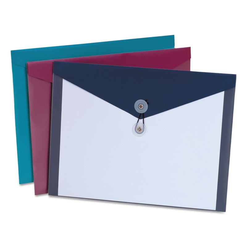 POLY ENVELOPES, LETTER SIZE, ASSORTED COLORS, 4/PACK