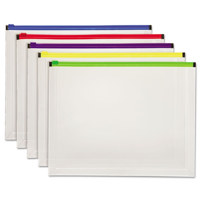 POLY ZIP ENVELOPE, ZIPPER CLOSURE, 10 X 13, ASSORTED, 5/PACK