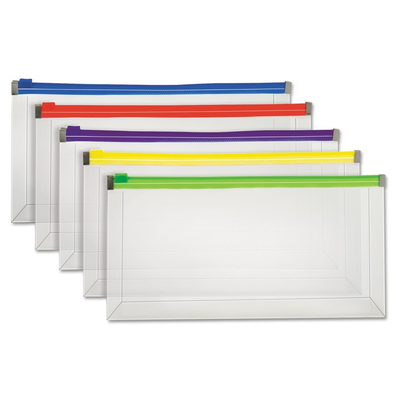 POLY ZIP ENVELOPE, ZIPPER CLOSURE, ASSORTED, 10.13″ X 5.13″, 5/PACK