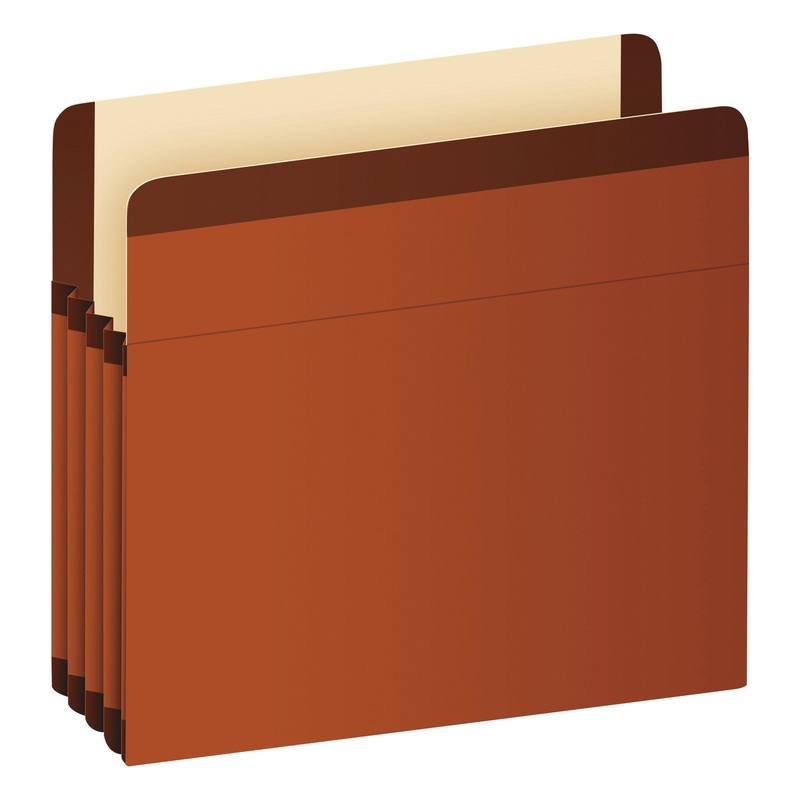 PREMIUM REINFORCED EXPANDING FILE POCKETS, 3.5″ EXPANSION, LETTER SIZE, RED FIBER, 10/BOX