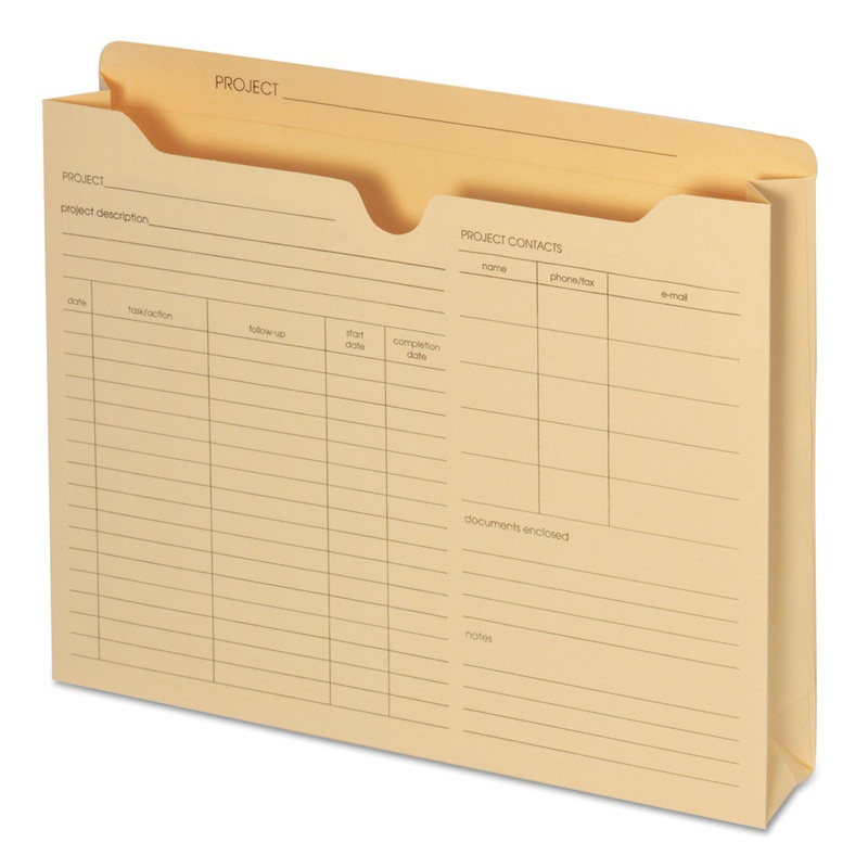 PREPRINTED PROJECT JACKETS, STRAIGHT TAB, LETTER SIZE, MANILA, 50/BOX