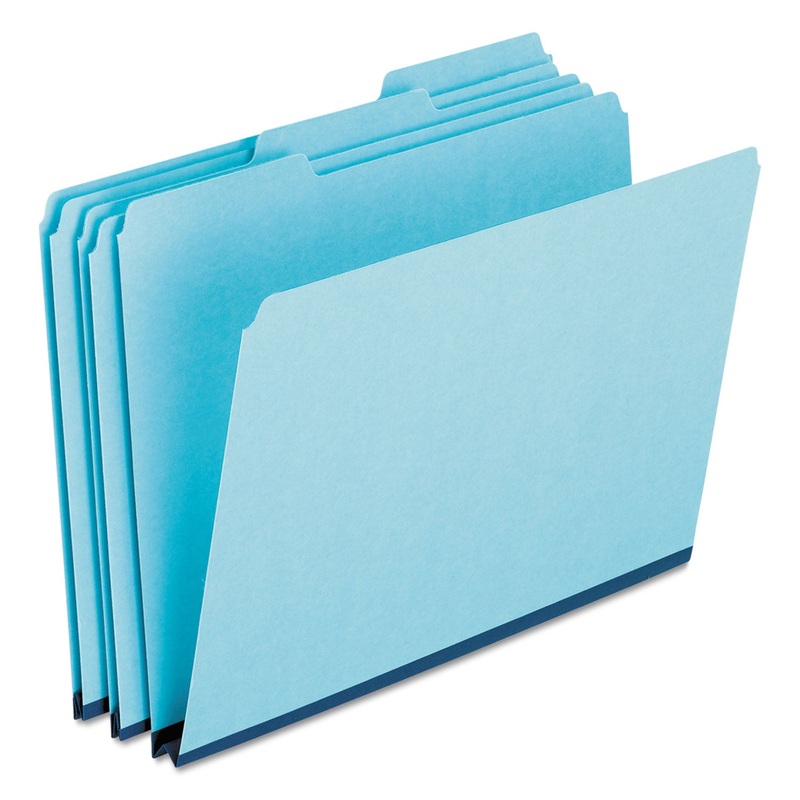 PRESSBOARD EXPANDING FILE FOLDERS, 1/3-CUT TABS, LEGAL SIZE, BLUE, 25/BOX