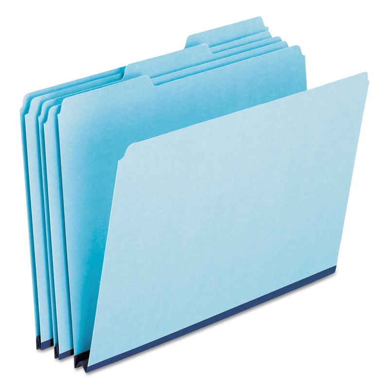 PRESSBOARD EXPANDING FILE FOLDERS, 1/3-CUT TABS, LETTER SIZE, BLUE, 25/BOX