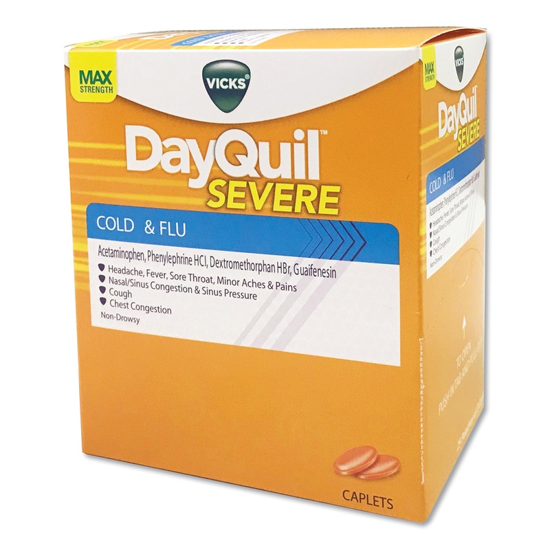 Cold & Flu Caplets, Daytime, Severe Cold & Flu, 25 Packs/box