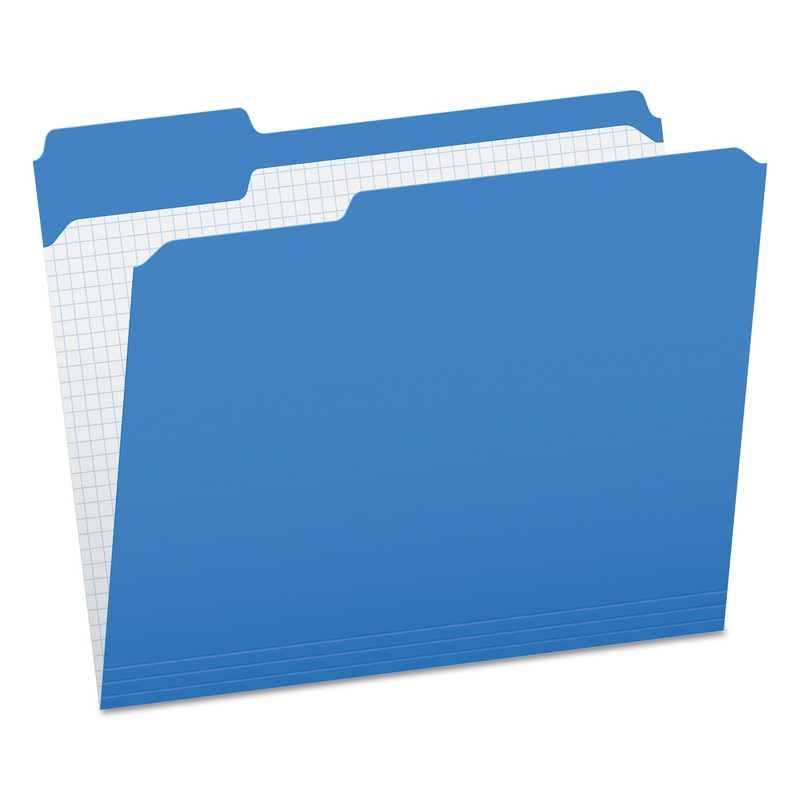 DOUBLE-PLY REINFORCED TOP TAB COLORED FILE FOLDERS, 1/3-CUT TABS, LETTER SIZE, BLUE, 100/BOX