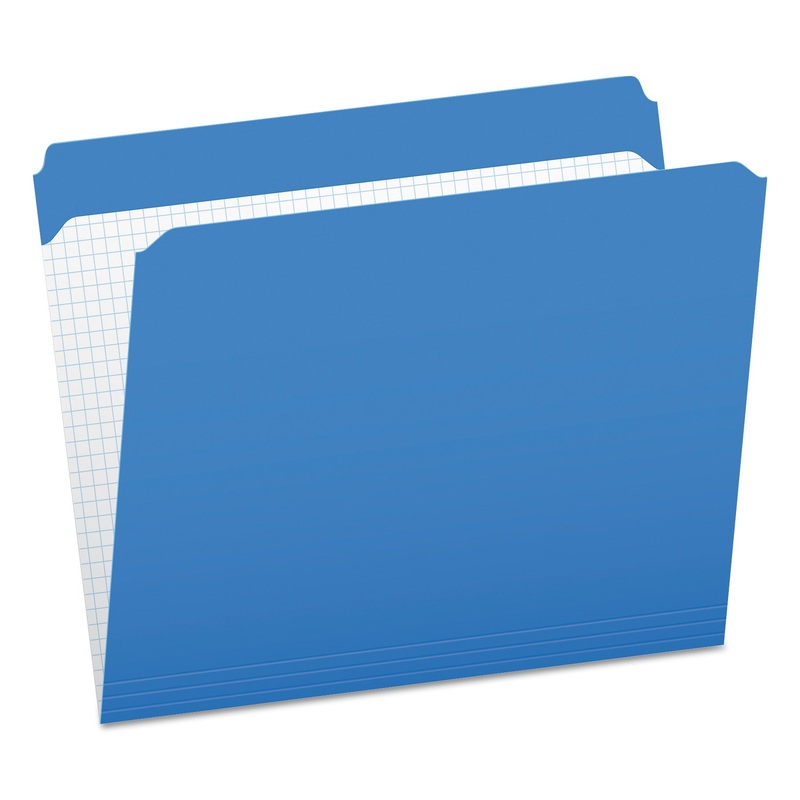 DOUBLE-PLY REINFORCED TOP TAB COLORED FILE FOLDERS, STRAIGHT TAB, LETTER SIZE, BLUE, 100/BOX