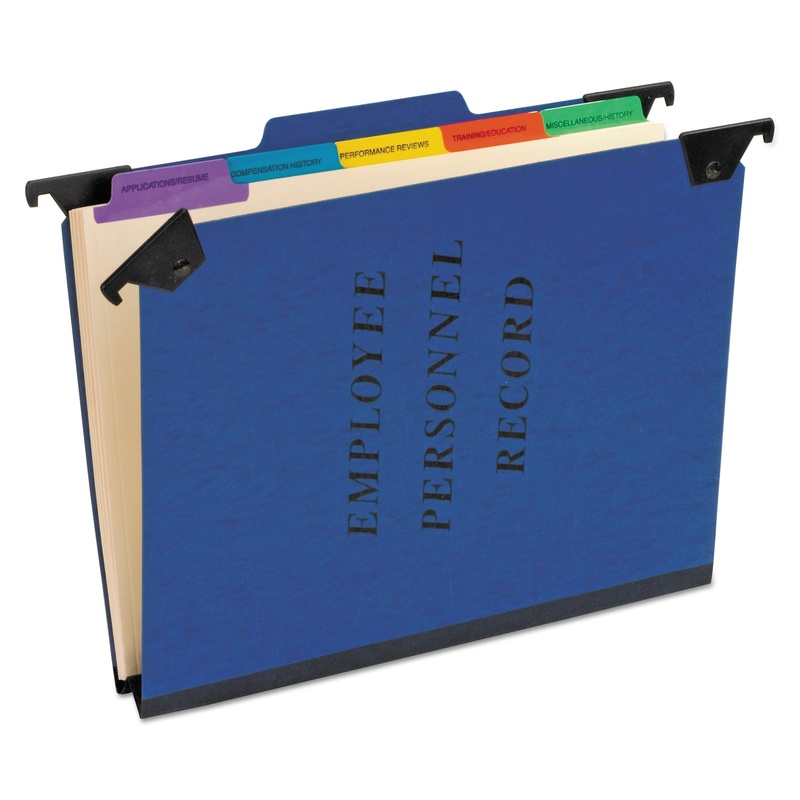 HANGING STYLE PERSONNEL FOLDERS, 1/3-CUT TABS, CENTER POSITION, LETTER SIZE, BLUE