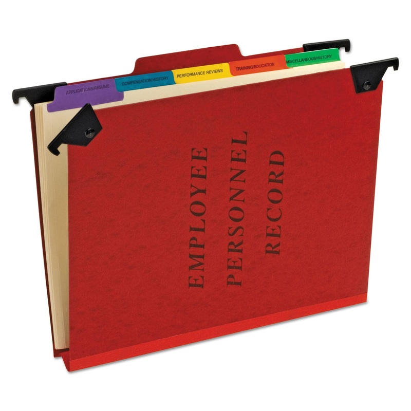 HANGING STYLE PERSONNEL FOLDERS, 1/3-CUT TABS, CENTER POSITION, LETTER SIZE, RED