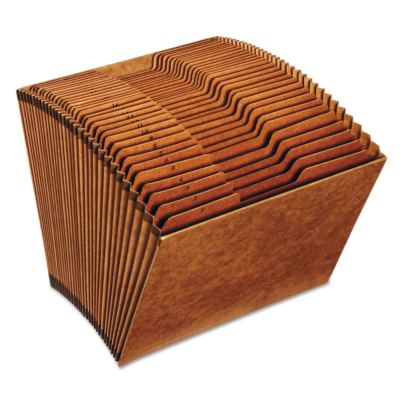 HEAVY-DUTY EXPANDING FILE, 31 SECTIONS, 1/3-CUT TAB, LETTER SIZE, REDROPE