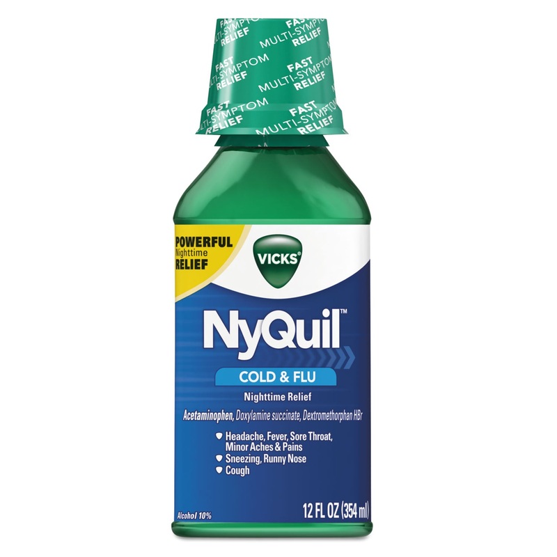 Nyquil Cold & Flu Nighttime Liquid, 12 Oz Bottle