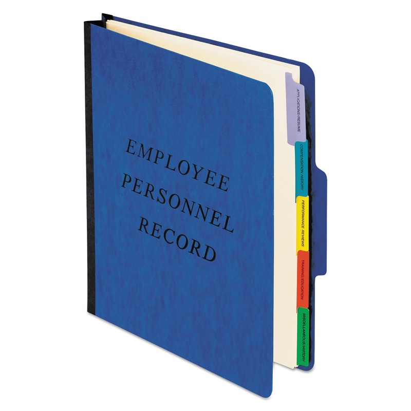 VERTICAL STYLE PERSONNEL FOLDERS, 1/3-CUT TABS, CENTER POSITION, LETTER SIZE, BLUE