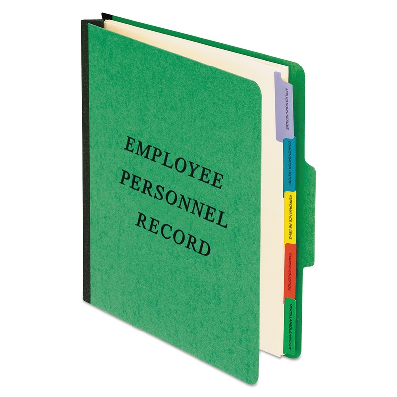 VERTICAL STYLE PERSONNEL FOLDERS, 1/3-CUT TABS, CENTER POSITION, LETTER SIZE, GREEN