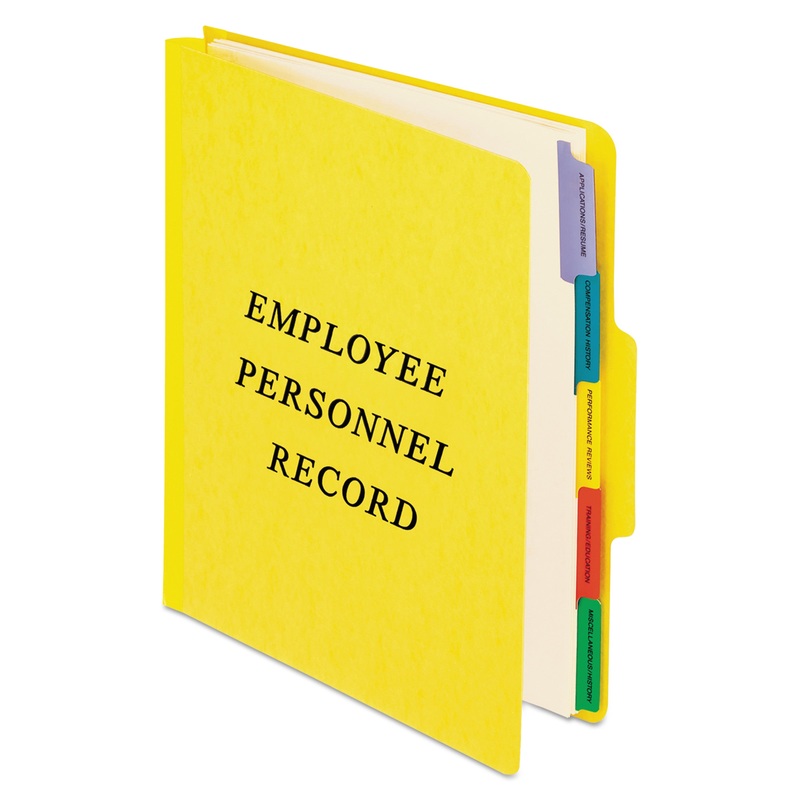 VERTICAL STYLE PERSONNEL FOLDERS, 1/3-CUT TABS, CENTER POSITION, LETTER SIZE, YELLOW