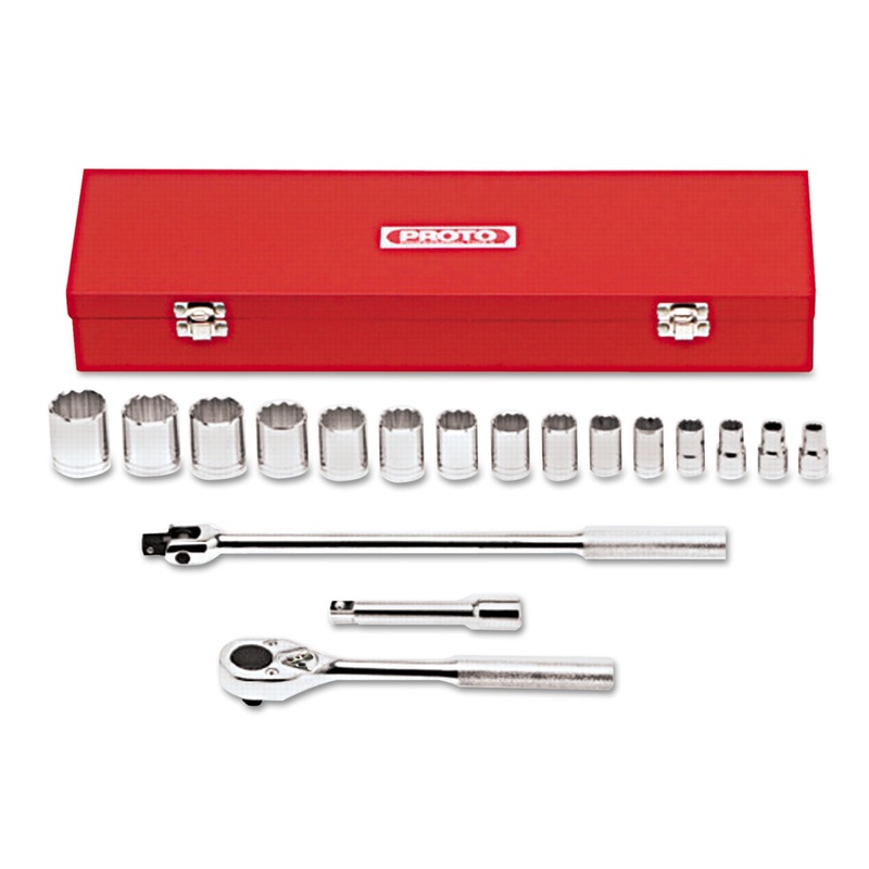 18-Piece Mechanic’s Tool Set, Sae, 1/2″ Drive, 3/8″ To 1 1/4″, 12-Point
