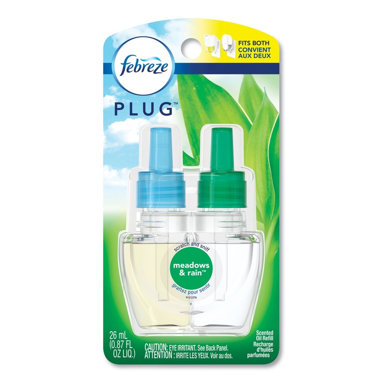 PLUG AIR FRESHENER REFILLS, MEADOWS AND RAIN, 0.87 OZ, 6/CARTON
