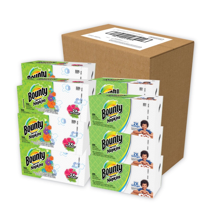 QUILTED NAPKINS, 1-PLY, 12 1/10 X 12, 6 PK/PRINT, 6 PK/WHITE, 200/PK, 12 PK/CT