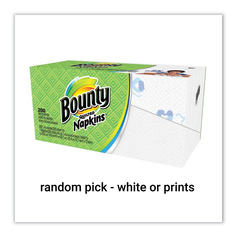 QUILTED NAPKINS, 1-PLY, 12 1/10 X 12, ASSORTED – PRINT OR WHITE, 200/PACK