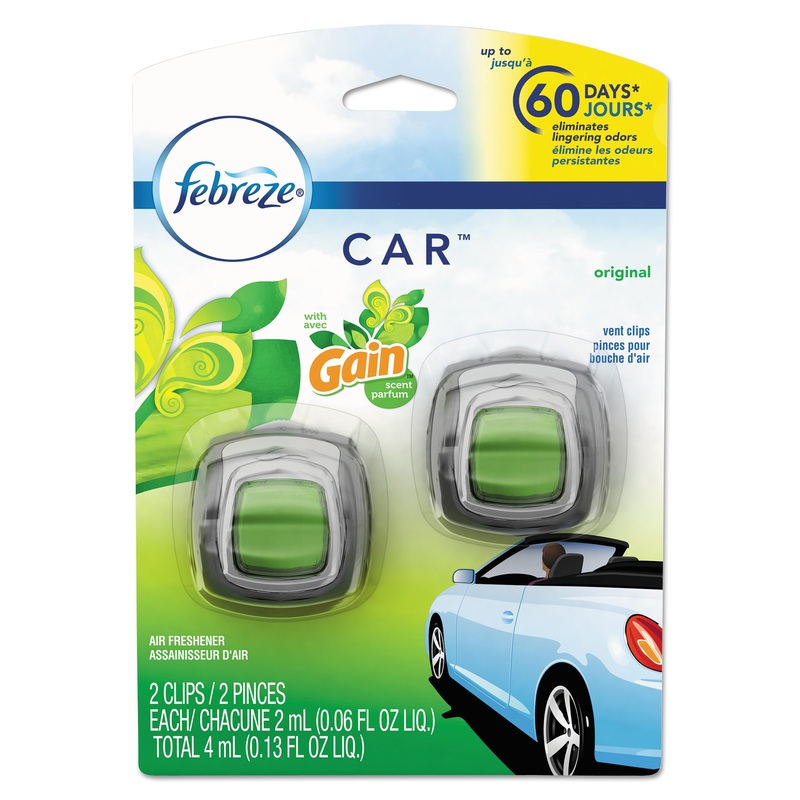 CAR AIR FRESHENER, GAIN ORIGINAL, 2 ML CLIP, 2/PACK, 8 PACKS/CARTON