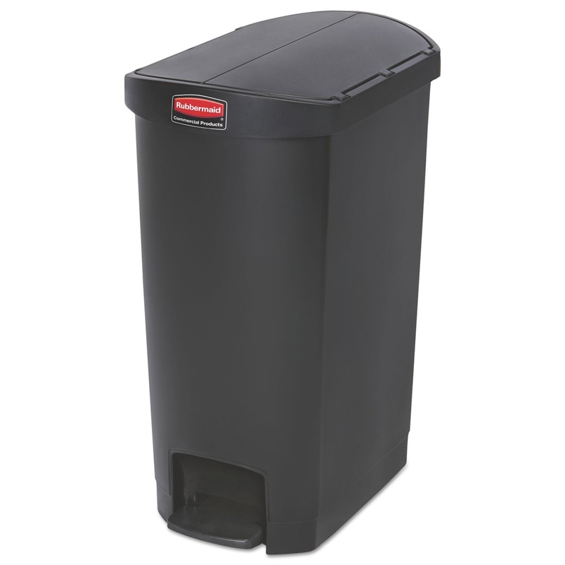 Slim Jim Resin Step-On Container, End Step Style, 13 Gal, Black