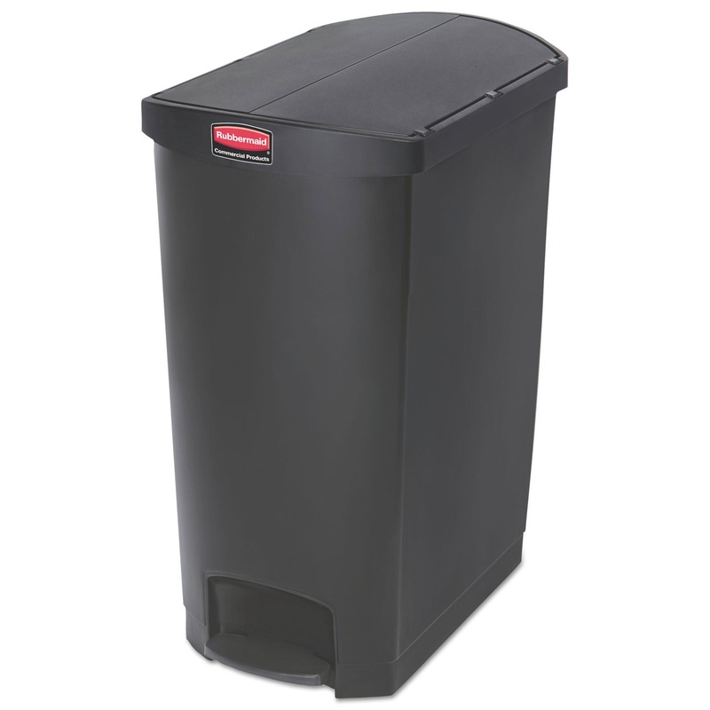 Slim Jim Resin Step-On Container, End Step Style, 24 Gal, Black