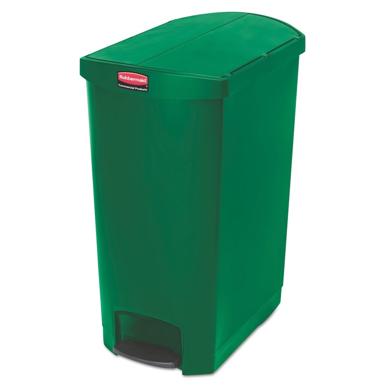Slim Jim Resin Step-On Container, End Step Style, 24 Gal, Green