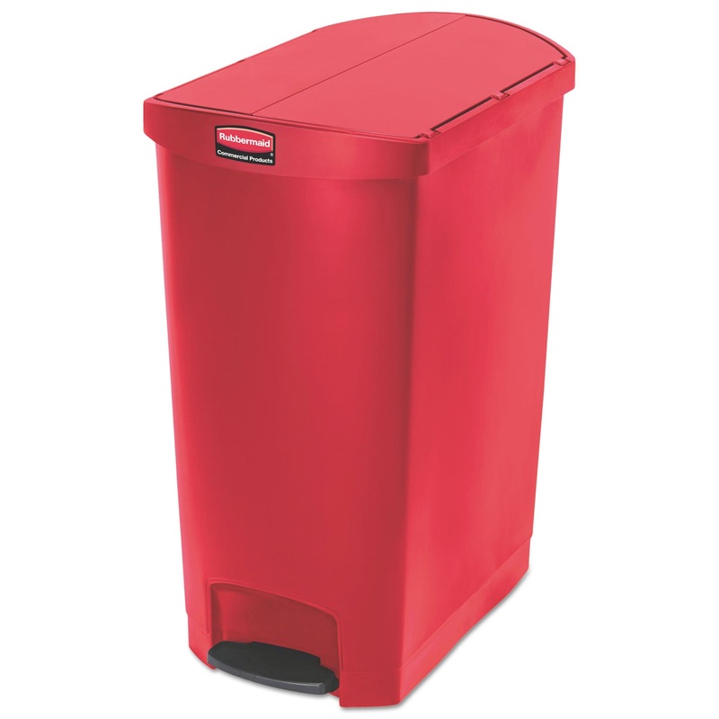 Slim Jim Resin Step-On Container, End Step Style, 24 Gal, Red
