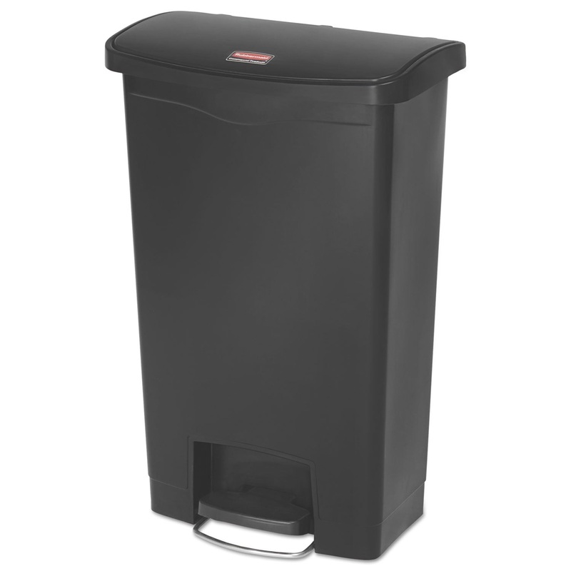Slim Jim Resin Step-On Container, Front Step Style, 13 Gal, Black