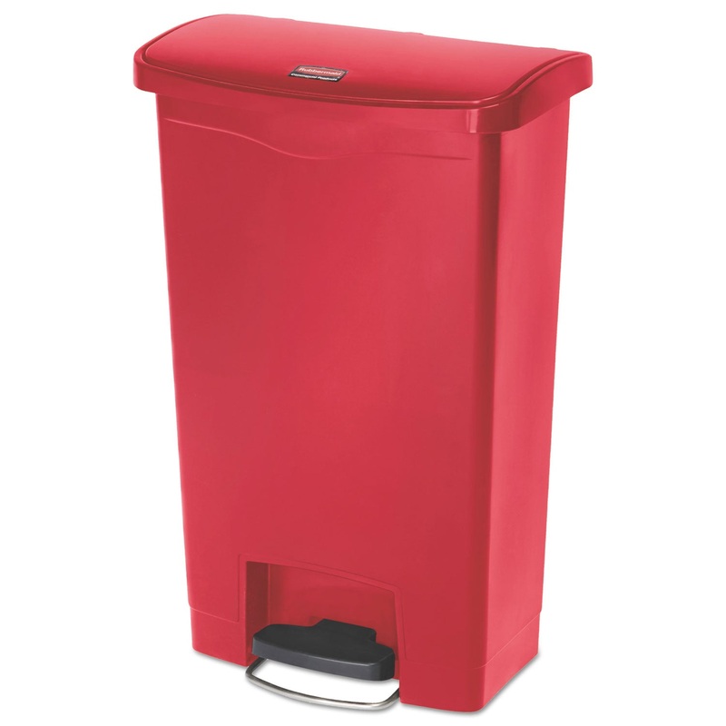 Slim Jim Resin Step-On Container, Front Step Style, 13 Gal, Red