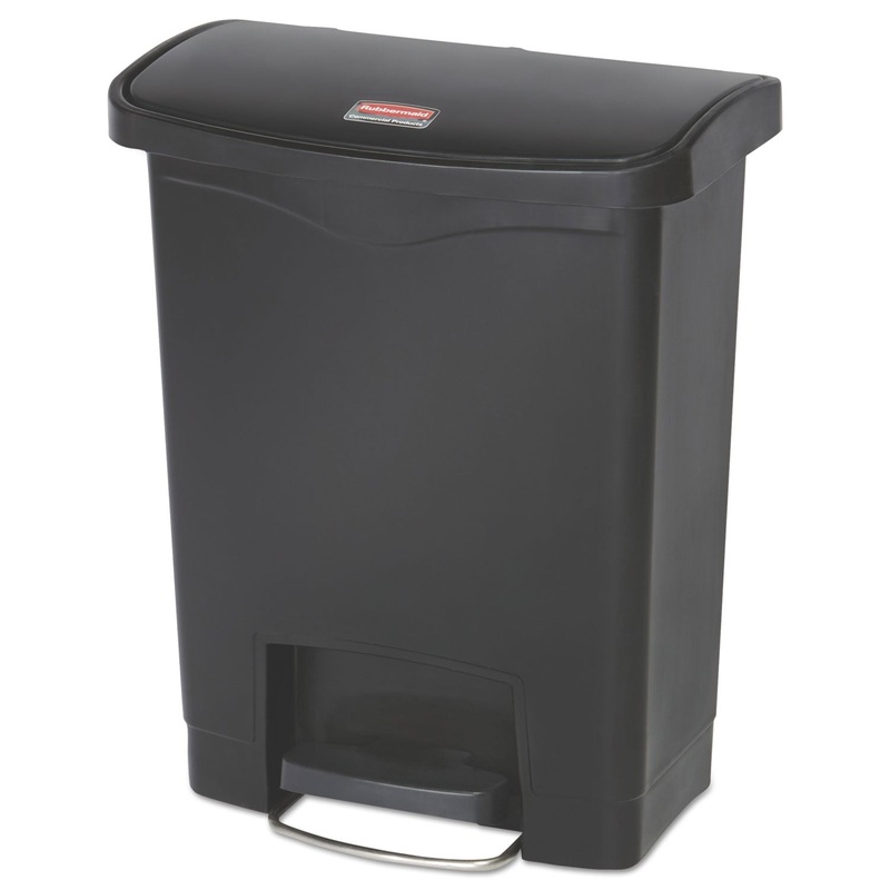 Slim Jim Resin Step-On Container, Front Step Style, 8 Gal, Black