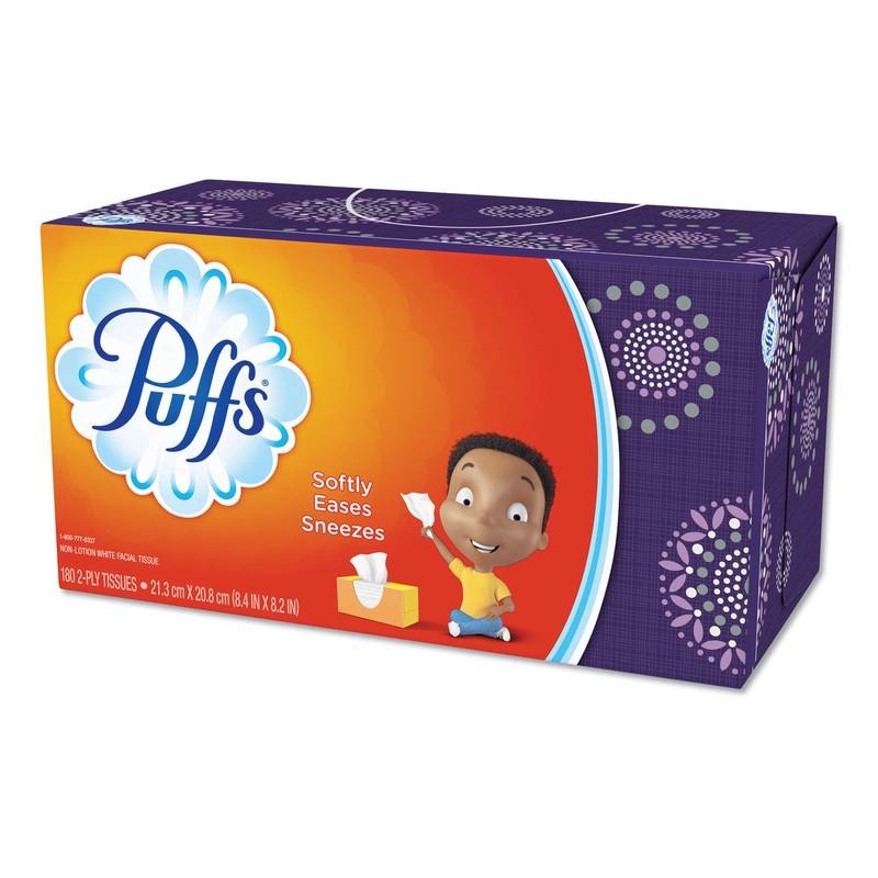 WHITE FACIAL TISSUE, 2-PLY, 180 SHEETS/BOX