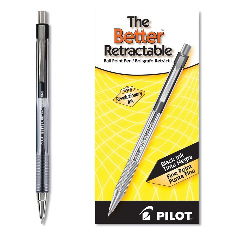 BETTER RETRACTABLE BALLPOINT PEN, FINE 0.7MM, BLACK INK, TINTED BARREL, DOZEN