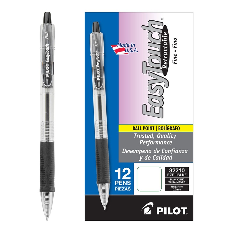 EASYTOUCH RETRACTABLE BALLPOINT PEN, FINE 0.7MM, BLACK INK, CLEAR BARREL, DOZEN