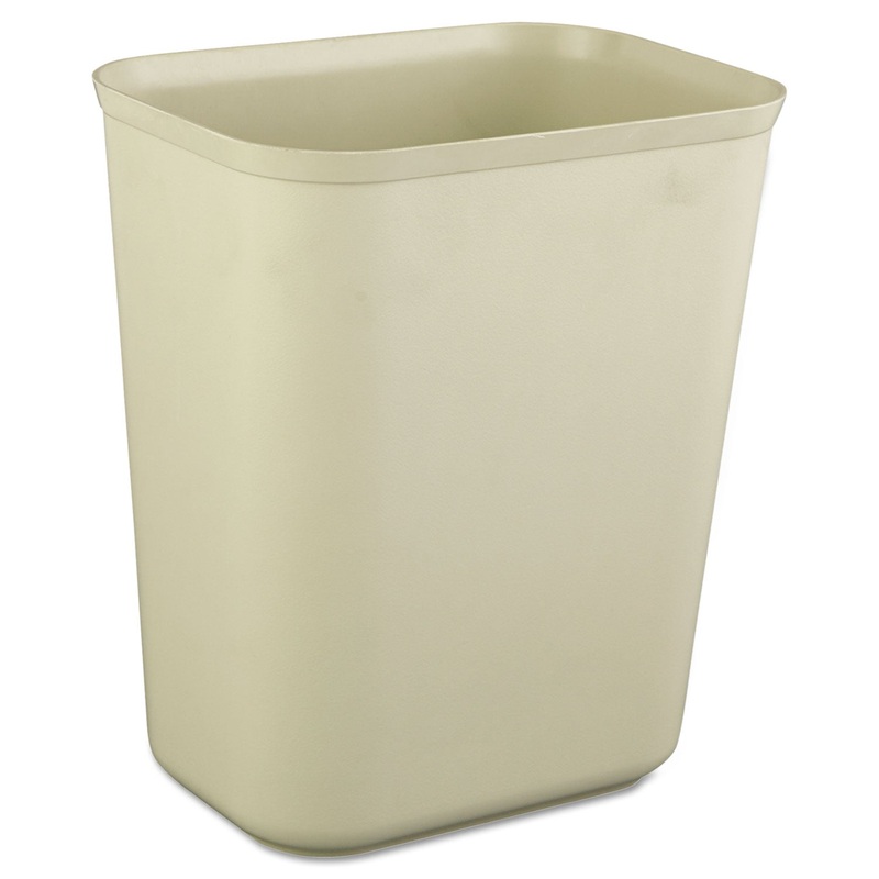 FIRE-RESISTANT WASTEBASKET, RECTANGULAR, FIBERGLASS, 1.75 GAL, BEIGE