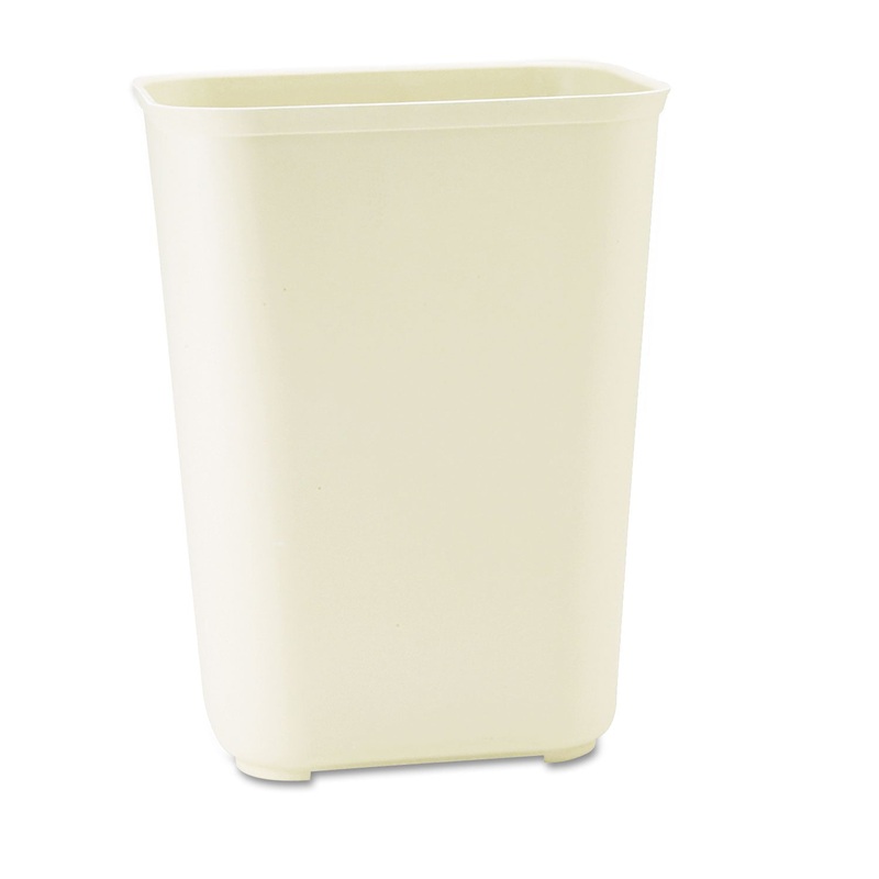 FIRE-RESISTANT WASTEBASKET, RECTANGULAR, FIBERGLASS, 10 GAL, BEIGE