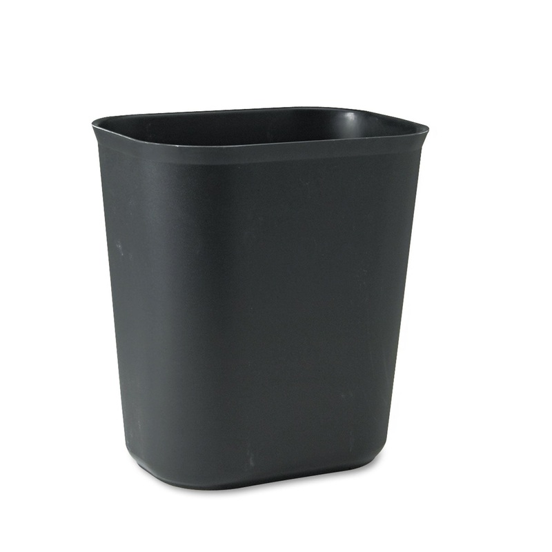 FIRE-RESISTANT WASTEBASKET, RECTANGULAR, FIBERGLASS, 3.5 GAL, BLACK