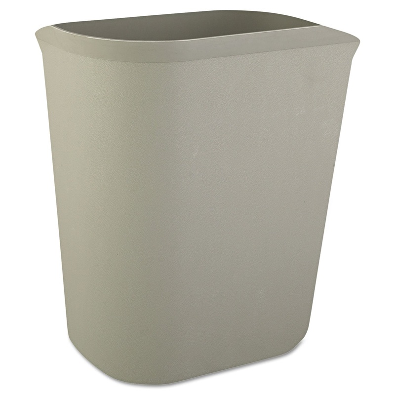 FIRE-RESISTANT WASTEBASKET, RECTANGULAR, FIBERGLASS, 3.5 GAL, GRAY