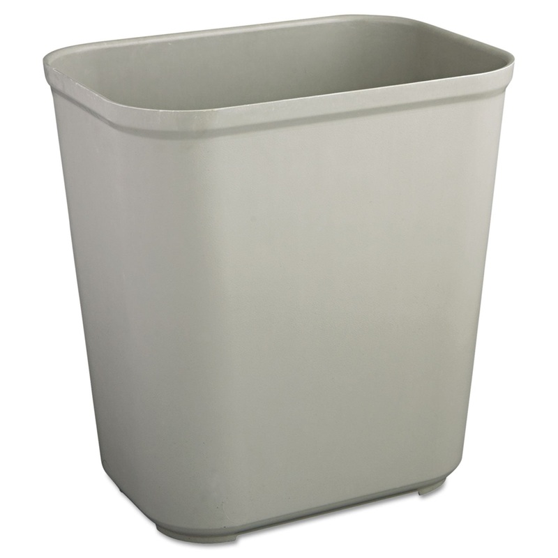 FIRE-RESISTANT WASTEBASKET, RECTANGULAR, FIBERGLASS, 7 GAL, GRAY